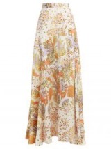 PETER PILOTTO Floral-print silk maxi skirt ~ long printed skirts ~ metallic-gold prints