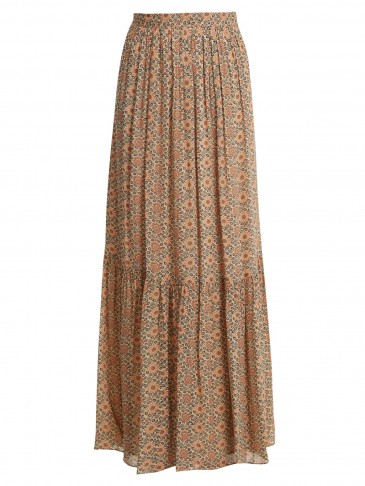 VANESSA BRUNO Floral-print tiered skirt ~ long brown printed boho skirts ~ spring/summer style