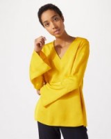 JIGSAW FLUTED SLEEVE BLOUSE PRIMROSE / yellow wide cuff tops