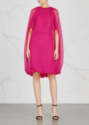 HELMUT LANG Fuchsia chiffon cape dress ~ hot pink occasion wear