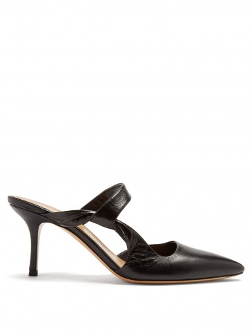 THE ROW Gala Twist black leather mules ~ chic heels