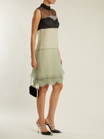 PRADA Gigaline contrast-panel pleated organza dress ~ chic evening dresses