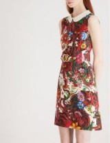 GUCCI Floral-print sleeveless wool and silk-blend mini dress – bold prints – Peter Pan collar dresses