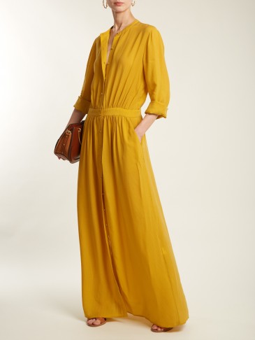 VANESSA BRUNO Iris button-through maxi dress ~ long effortless style dresses ~ mustard-yellow spring/summer colours