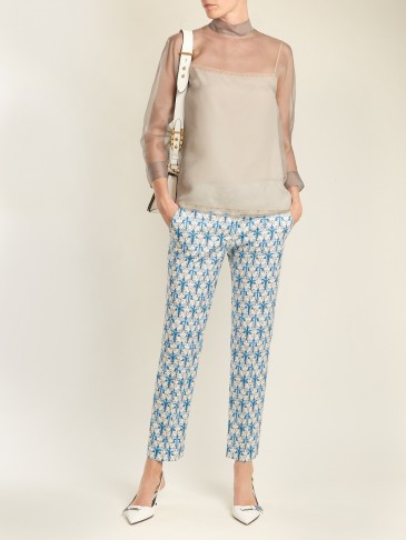 PRADA Iris stem-printed cotton-poplin trousers ~ chic floral pants