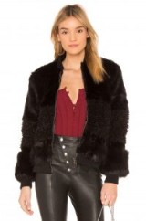 John & Jenn by Line AMY FAUX FUR JACKET CAVIAR – black fluffy jackets