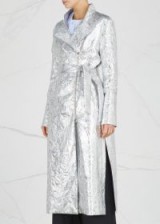 OSMAN Joplin silver cotton blend trench coat ~ luxe metallic coats