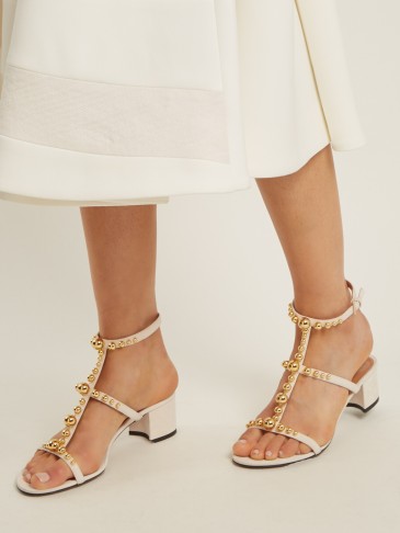 SAMUELE FAILLI Kandy embellished ivory suede sandals ~ strappy summer shoes