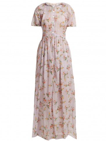 BROCK COLLECTION Lace insert floral-print cotton dress ~ long lilac vintage style spring/summer dresses