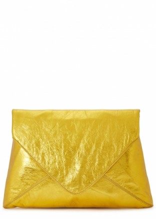 DRIES VAN NOTEN Large gold leather envelope clutch ~ metallic evening bags ~ luxe accessory
