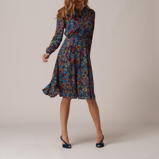 L.K. Bennett LETISA BLUE FLORAL DRESS ~ blue flower print dresses