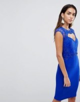 Lipsy Sweetheart Bodycon Dress With Lace Trim | cobalt-blue party dresses