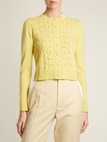 BARRIE Looped knit cashmere cardigan ~ yellow textured cardigans