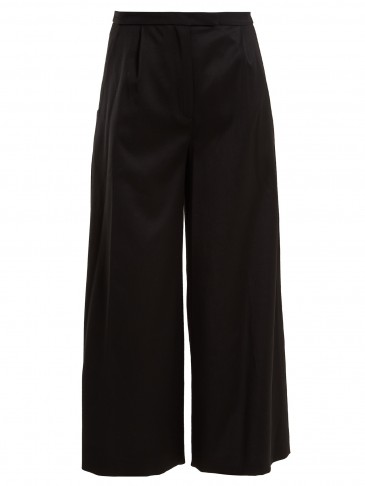 OSMAN Lupita wide-leg wool-blend trousers ~ black cropped pants