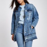 River Island Mid blue distressed released hem denim jacket