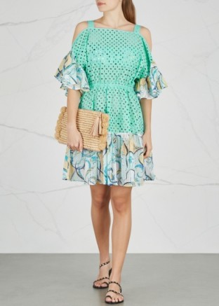 EMILIO PUCCI Mint eyelet-embroidered cotton dress ~ cold shoulder summer dresses ~ pretty holiday look