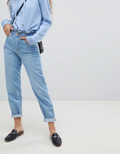 Miss Selfridge Frill Top Mom Jeans | light blue denim