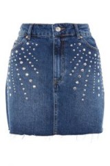 MOTO Studded Denim Mini Skirt | blue stud embellished skirts