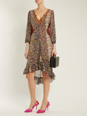 MARCO DE VINCENZO Multicoloured leopard-print silk-georgette dress ~ semi sheer frill trim dresses ~ feminine style