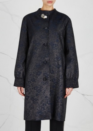 LANVIN Navy brocade coat ~ chic blue coats ~ style statement