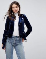 Only Blue Velvet Biker Jacket