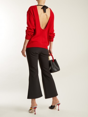 MIU MIU Open-back cashmere sweater ~ red statement sweaters