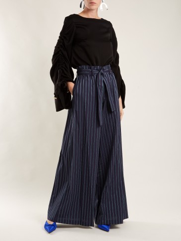 OSMAN Paloma paperbag-waist trousers ~ wide leg striped pants