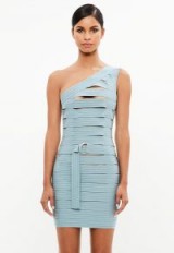 peace + love blue bandage one shoulder dress ~ luxe party dresses