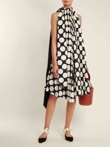 A.W.A.K.E. Polka-dot print pleated dress ~ chic oversized draped summer dresses