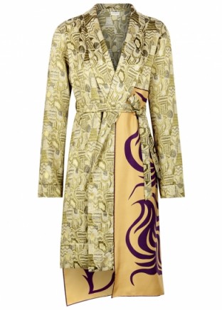 DRIES VAN NOTEN Racun contrast-panelled jacquard coat ~ luxe statement coats