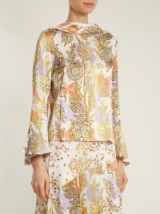 PETER PILOTTO Roll-neck floral-print silk blouse ~ metallic-gold flower prints ~ chic blouses ~ elegance