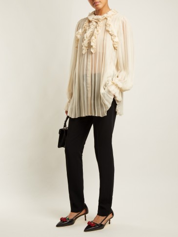 GUCCI Ruffle-trimmed pleated silk-chiffon blouse ~ romantic fashion