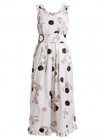 ISA ARFEN Ruffle-trimmed polka dot-print cotton dress ~ feminine spring/summer look ~ holiday chic