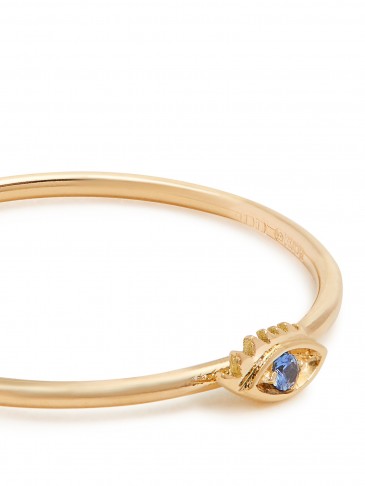 DELFINA DELETTREZ Sapphire & yellow-gold ring ~ delicate sapphire rings ~ evil eye jewellery