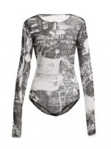 MM6 MAISON MARGIELA Scribble-print long-sleeved bodysuit ~ slogan printed bodysuits