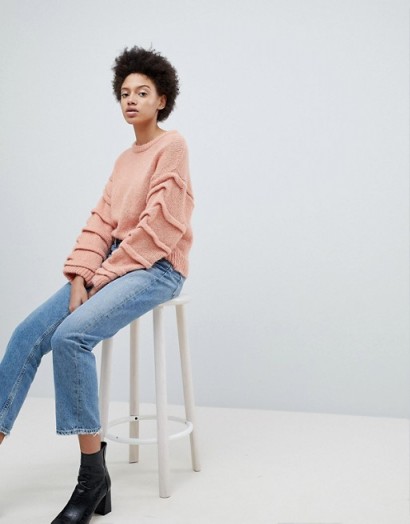 Selected Knitted Jumper With Sleeve Detail ~ pink jumpers