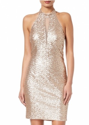 AIDAN MATTOX Sequin cocktail dress ~ sparkly champagne evening dresses