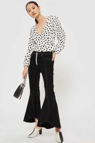 Topshop Shadow Spot Print Wrap Blouse | spotty blouses