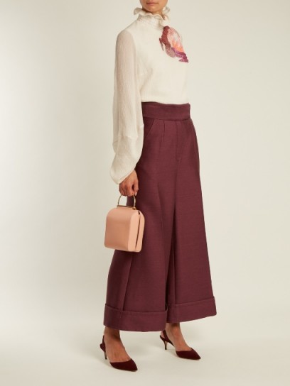 ROKSANDA Sina burgundy high-rise wide-leg trousers ~ stylish dark red pants