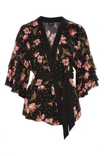 TOPSHOP Spotted Floral Print Kimono