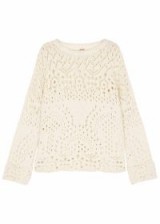 FREE PEOPLE Sweet Sunny Days chunky-knit cotton blend jumper | ivory dropped shoulder jumpers | boho chic