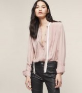 TALA BOW DETAIL SHIRT PINK LINEN / feminine style shirts/blouses