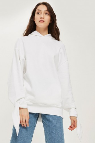 Topshop Tie Sleeve Hoodie by Boutique | white hoodies