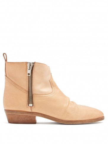 GOLDEN GOOSE DELUXE BRAND Viand distressed apricot-nude leather ankle boots