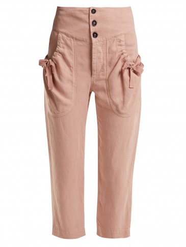 ISABEL MARANT ÉTOILE Weaver pink high-rise cropped trousers