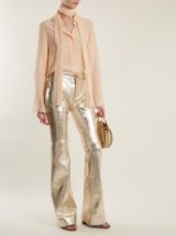 CHLOÉ Wide-leg metallic-silver leather trousers ~ chic shiny pants