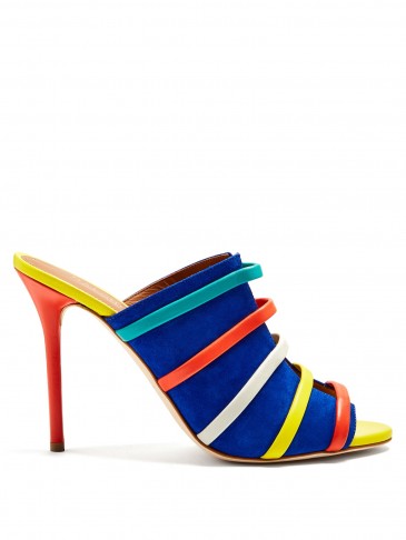 MALONE SOULIERS Zoe suede rainbow mules ~ multicoloured heels