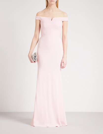 ALEXANDER MCQUEEN Sweetheart rose-crepe column gown ~ pale-pink off the shoulder gowns