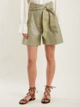 ETRO Andromeda geometric-jacquard tie-waist shorts ~ metallic prints