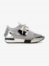 Balenciaga Grey And Silver Race Runner Sneakers ~ sports luxe trainers